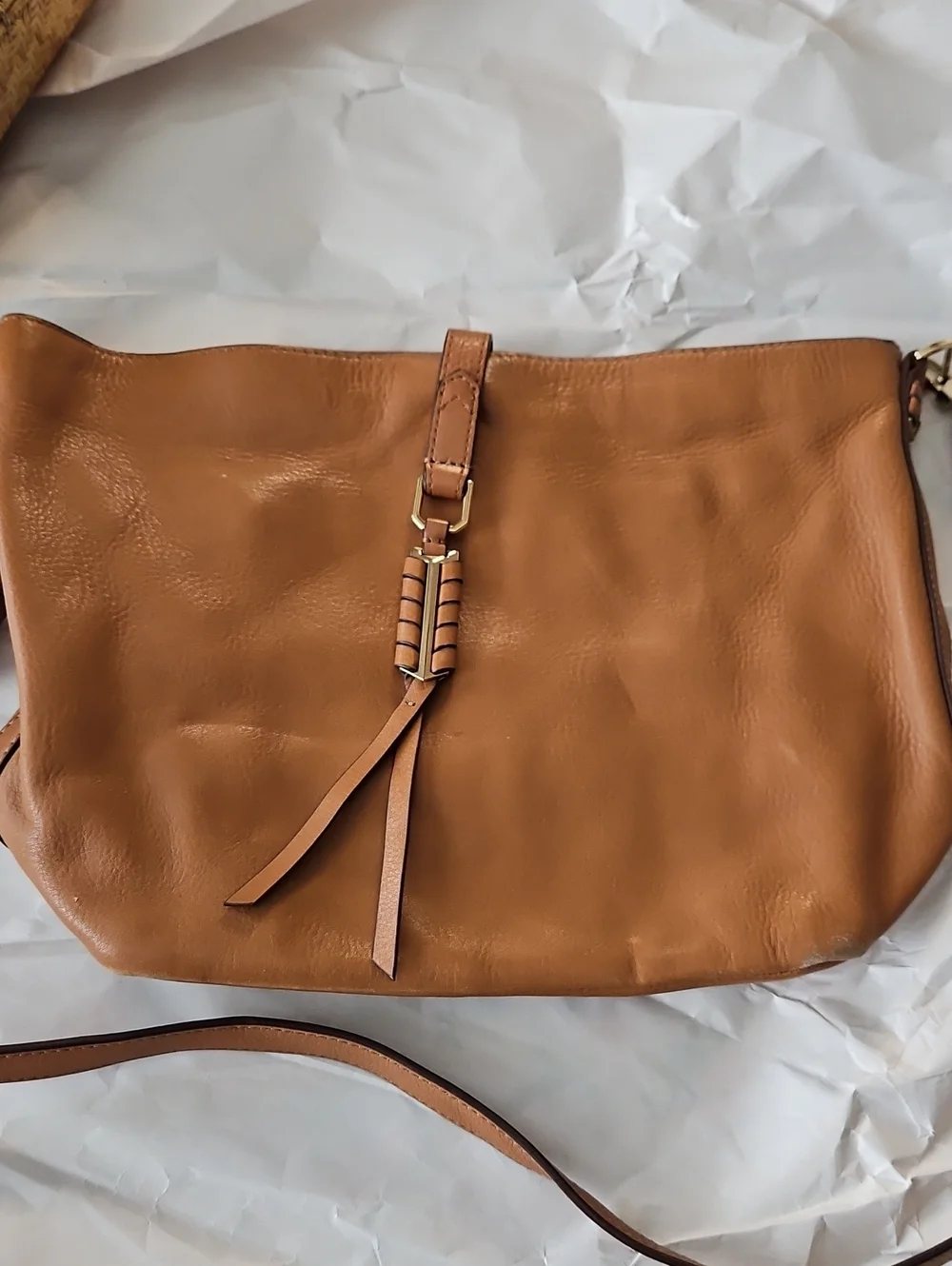 Stella & Dot Covet Sunday Tan Leather Crossbody Shoulder Bag